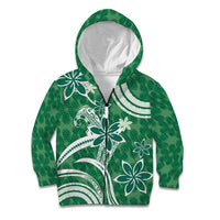 Hawaii Pupuala Plumeria Green Kid Hoodie Polynesian Pattern LT01 Zip Hoodie Green - Polynesian Pride