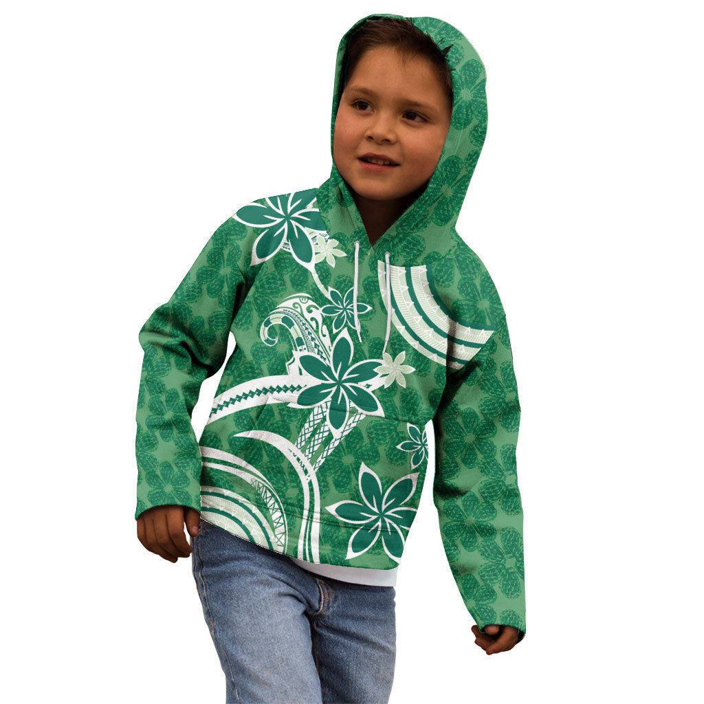 Hawaii Pupuala Plumeria Green Kid Hoodie Polynesian Pattern LT01 - Polynesian Pride