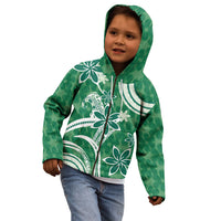 Hawaii Pupuala Plumeria Green Kid Hoodie Polynesian Pattern LT01 - Polynesian Pride