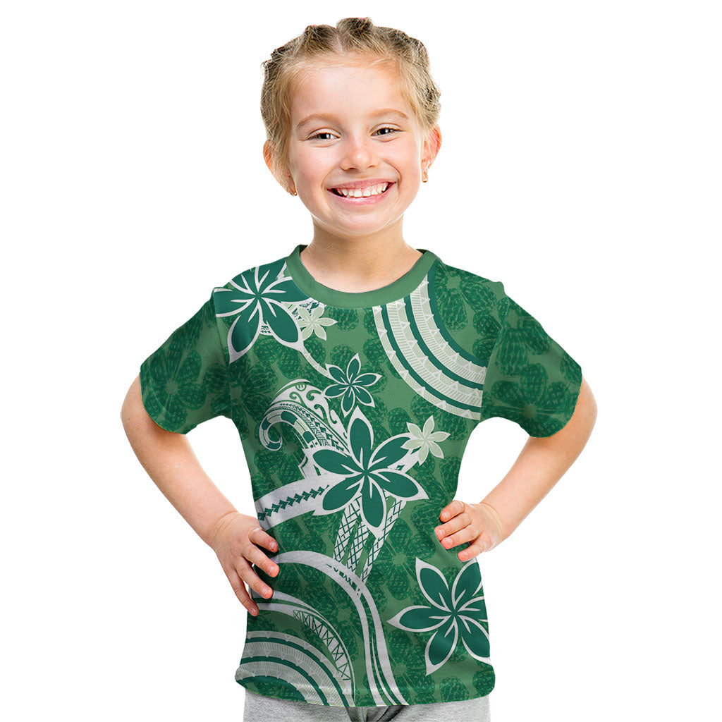 Hawaii Pupuala Plumeria Green Kid T Shirt Polynesian Pattern LT01 Green - Polynesian Pride