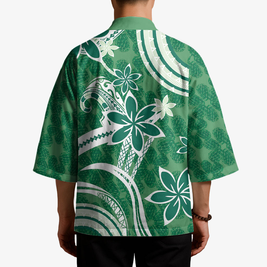 Hawaii Pupuala Plumeria Green Kimono Polynesian Pattern LT01 - Polynesian Pride