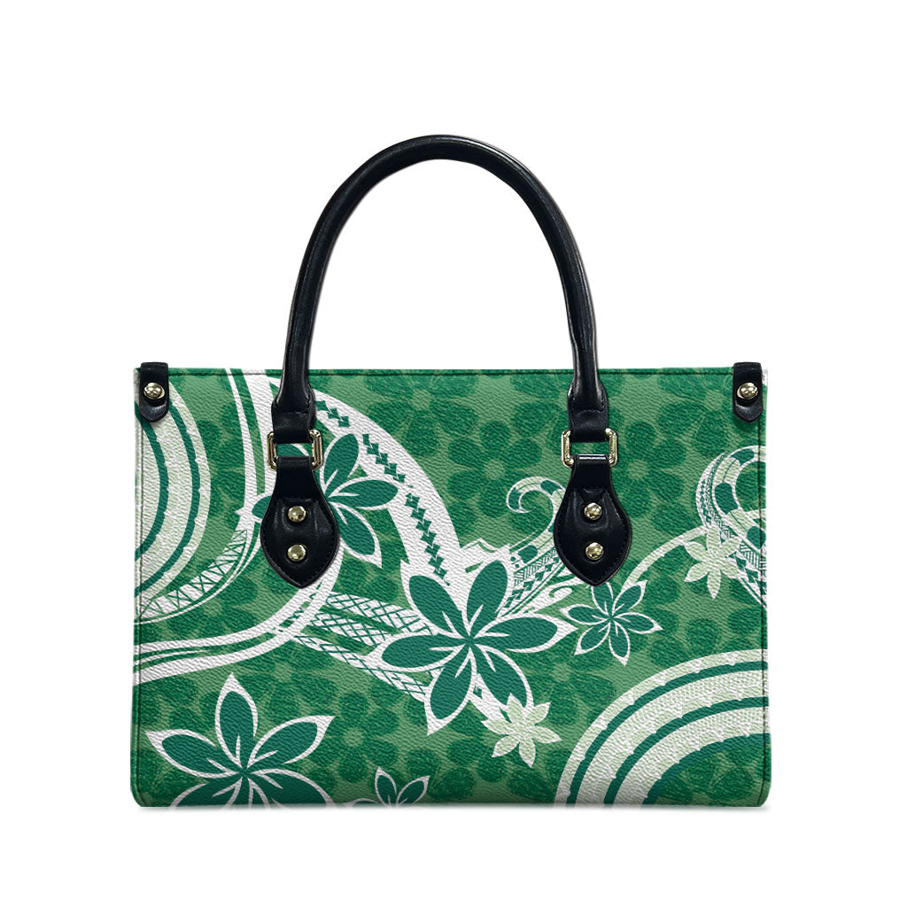 Hawaii Pupuala Plumeria Green Leather Bag Polynesian Pattern LT01 - Polynesian Pride