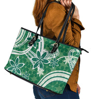 Hawaii Pupuala Plumeria Green Leather Tote Bag Polynesian Pattern LT01 - Polynesian Pride