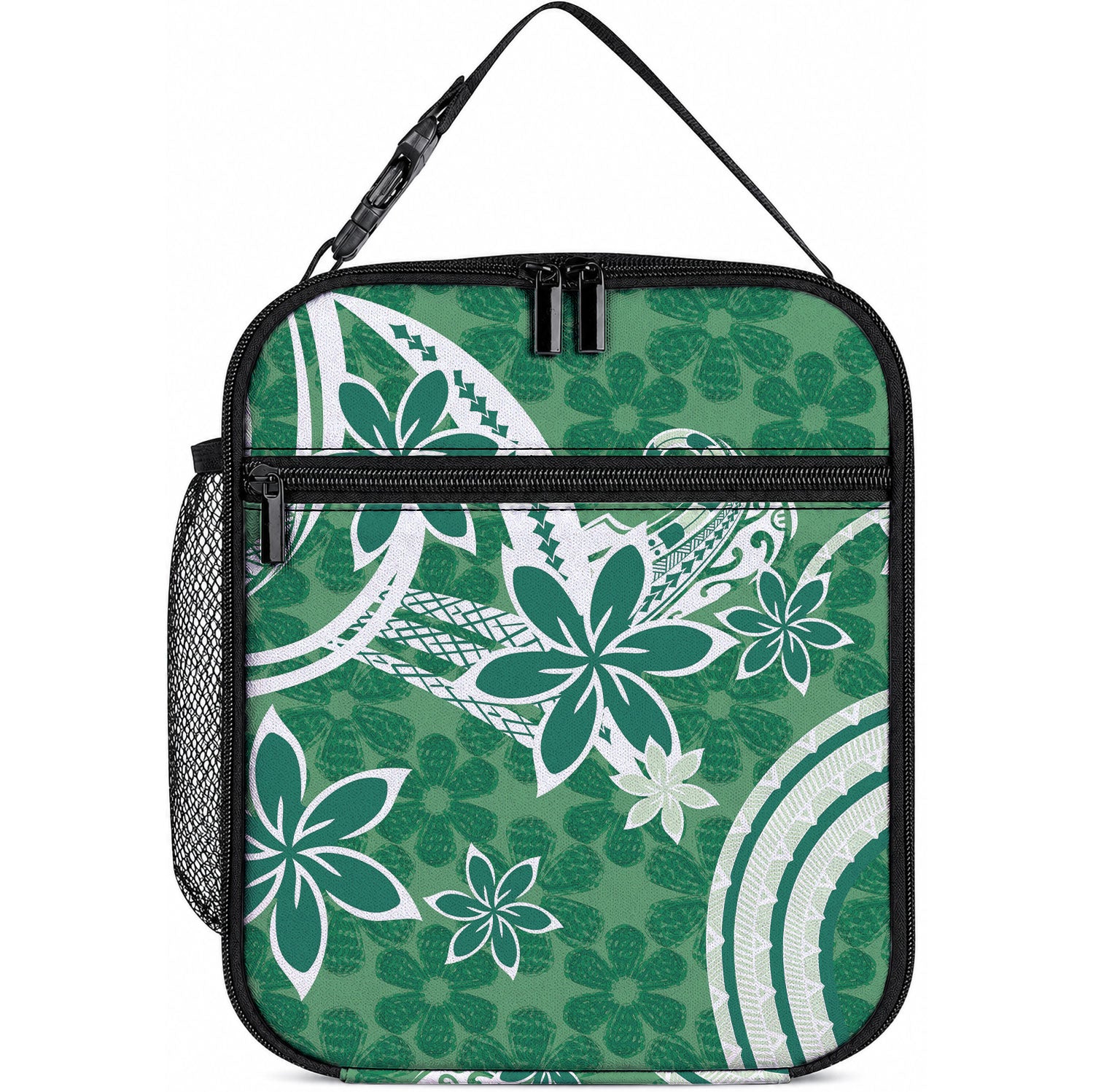Hawaii Pupuala Plumeria Green Lunch Bag Polynesian Pattern LT01 10.2 × 8.3 × 4.3 inch Green - Polynesian Pride