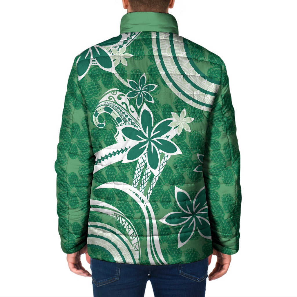 Hawaii Pupuala Plumeria Green Padded Jacket Polynesian Pattern LT01 - Polynesian Pride