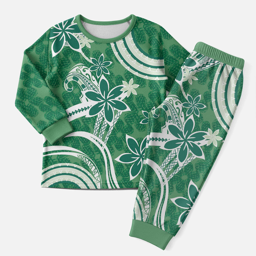 Hawaii Pupuala Plumeria Green Christmas Pajama Set Polynesian Pattern LT01 Men Green - Polynesian Pride