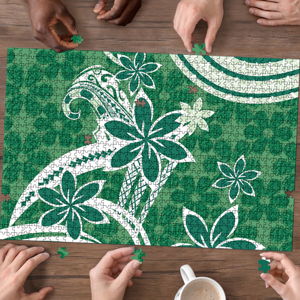 Hawaii Pupuala Plumeria Green Puzzle Polynesian Pattern LT01 - Polynesian Pride