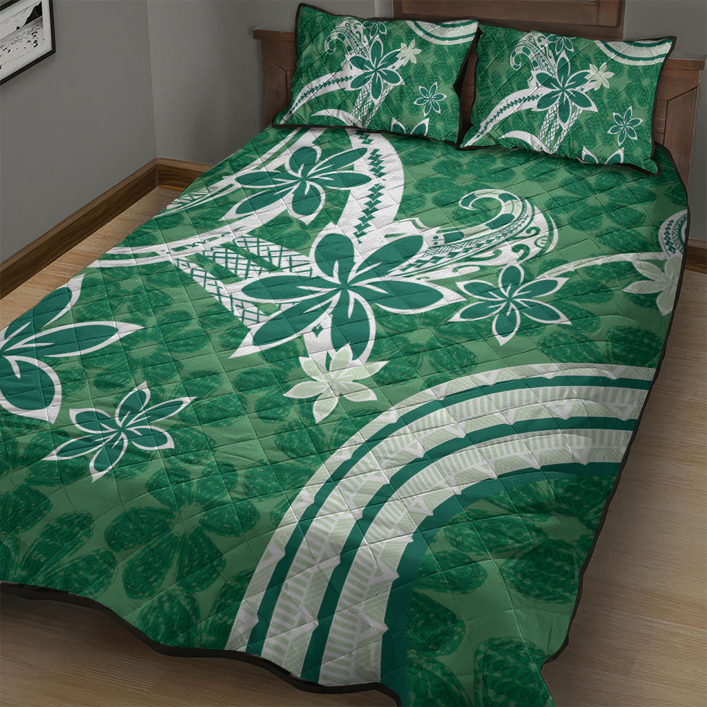 Hawaii Pupuala Plumeria Green Quilt Bed Set Polynesian Pattern LT01 - Polynesian Pride