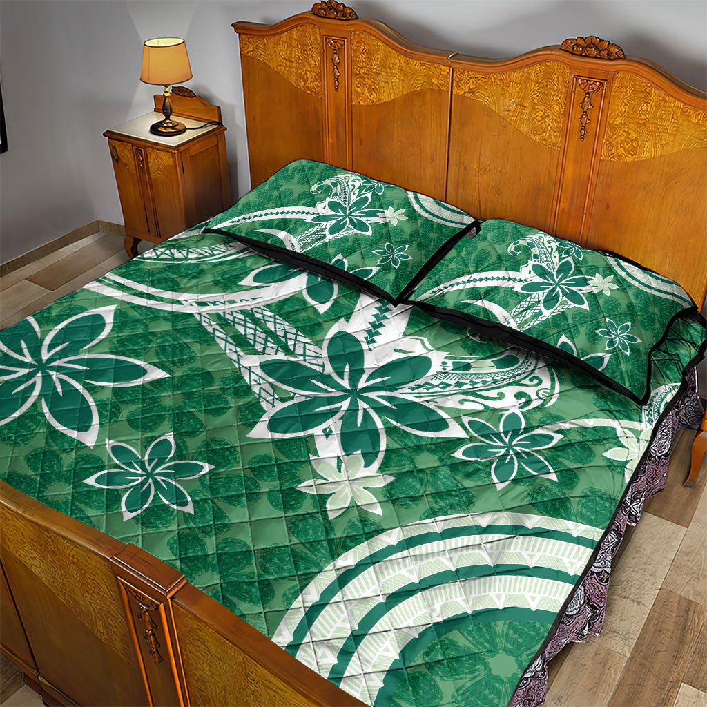 Hawaii Pupuala Plumeria Green Quilt Bed Set Polynesian Pattern LT01 - Polynesian Pride