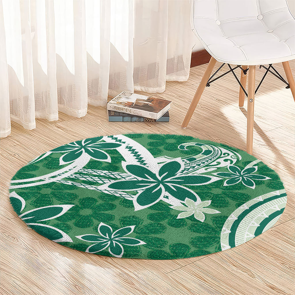 Hawaii Pupuala Plumeria Green Round Carpet Polynesian Pattern LT01 - Polynesian Pride