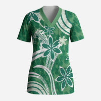 Hawaii Pupuala Plumeria Green Scrub Top Polynesian Pattern LT01 Adult Green - Polynesian Pride