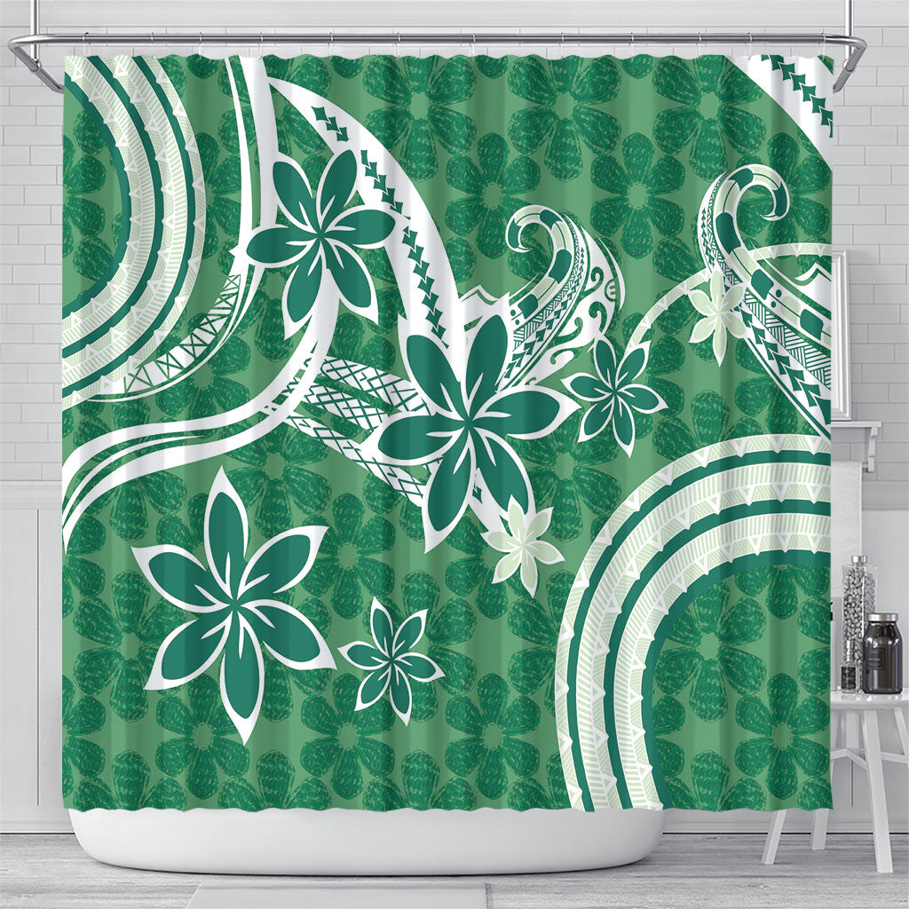 Hawaii Pupuala Plumeria Green Shower Curtain Polynesian Pattern LT01 - Polynesian Pride