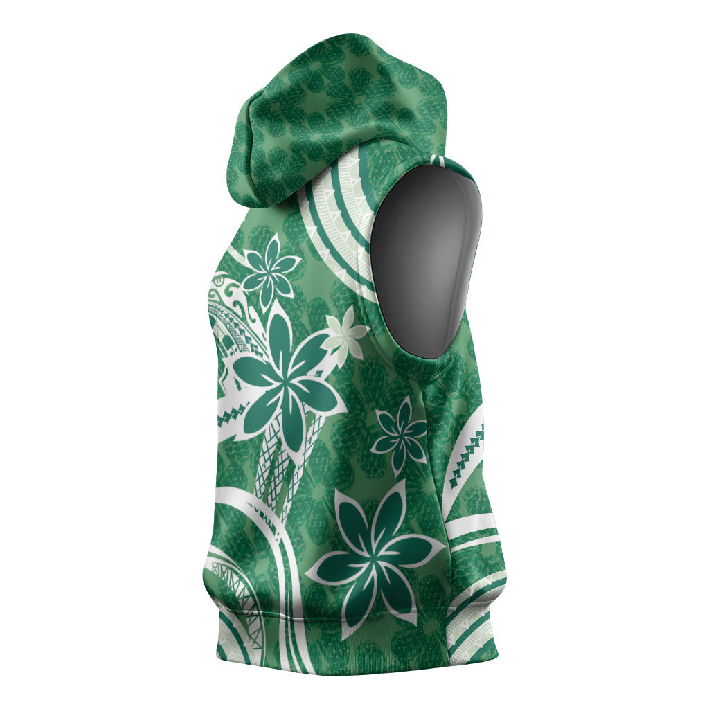 Hawaii Pupuala Plumeria Green Sleeveless Hoodie Polynesian Pattern LT01 - Polynesian Pride