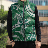 Hawaii Pupuala Plumeria Green Sleeveless Puffer Jacket Polynesian Pattern LT01 - Polynesian Pride