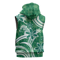 Hawaii Pupuala Plumeria Green Sleeveless Zip Hoodie Polynesian Pattern LT01 - Polynesian Pride