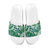 Hawaii Pupuala Plumeria Green Slide Sandals Polynesian Pattern LT01 Green - Polynesian Pride
