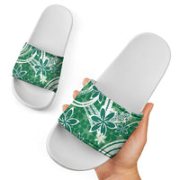 Hawaii Pupuala Plumeria Green Slide Sandals Polynesian Pattern LT01 - Polynesian Pride