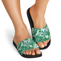 Hawaii Pupuala Plumeria Green Slide Sandals Polynesian Pattern LT01 - Polynesian Pride