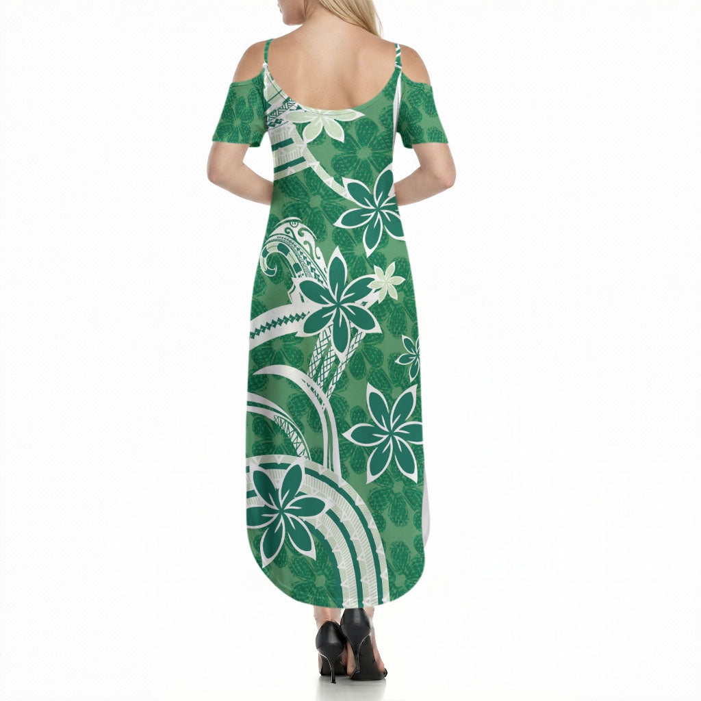 Hawaii Pupuala Plumeria Green Summer Maxi Dress Polynesian Pattern LT01 - Polynesian Pride