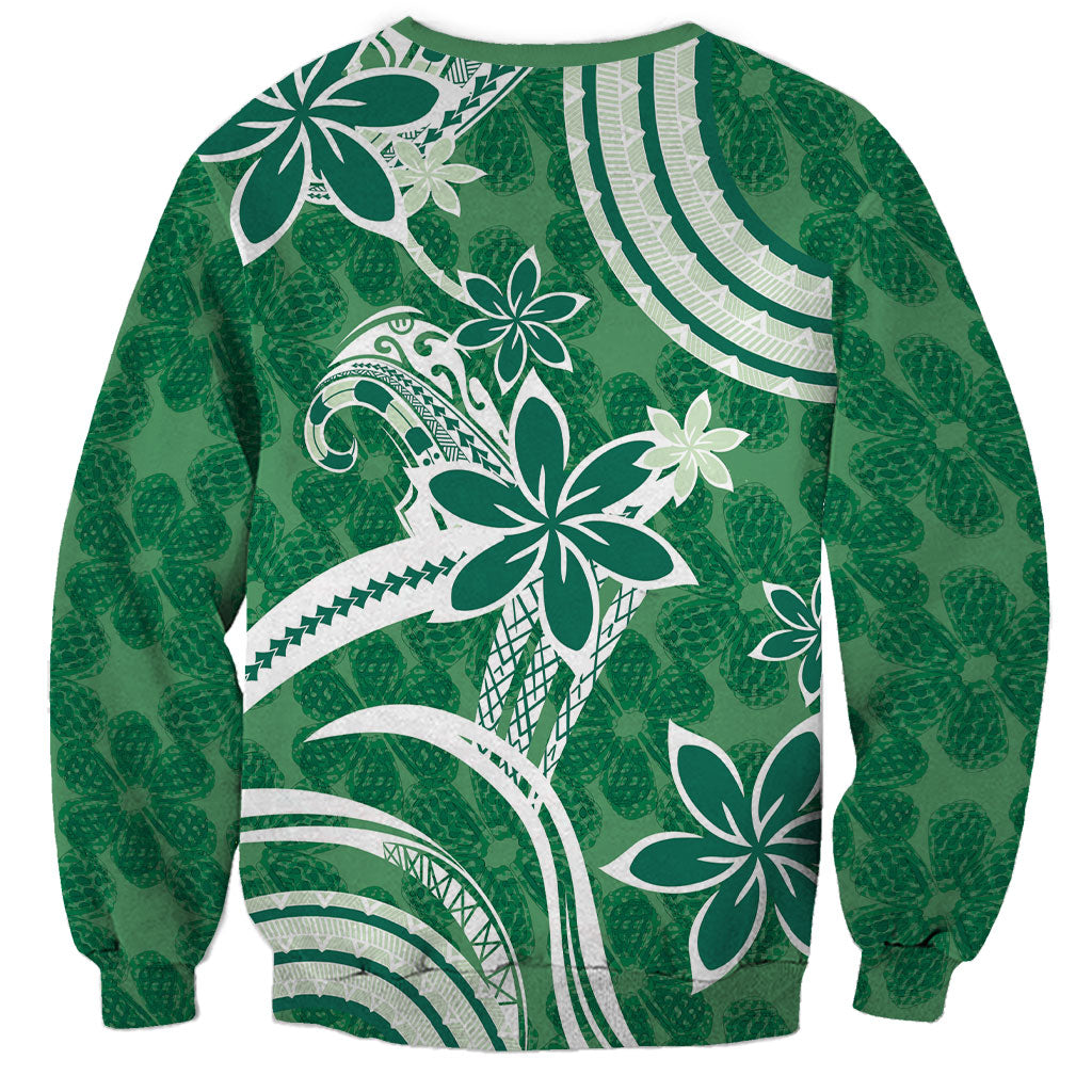 Hawaii Pupuala Plumeria Green Sweatshirt Polynesian Pattern LT01 - Polynesian Pride