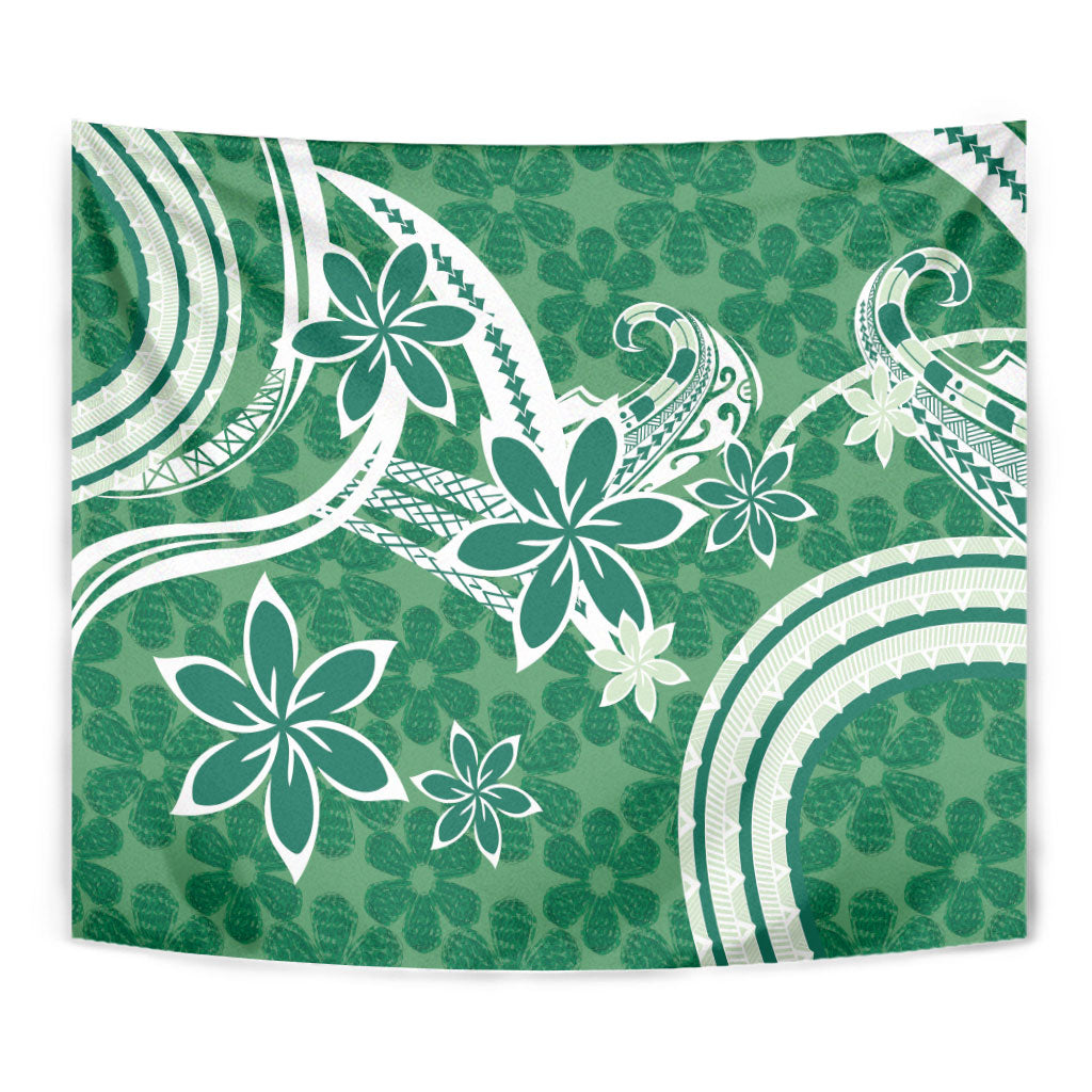 Hawaii Pupuala Plumeria Green Tapestry Polynesian Pattern LT01 - Polynesian Pride
