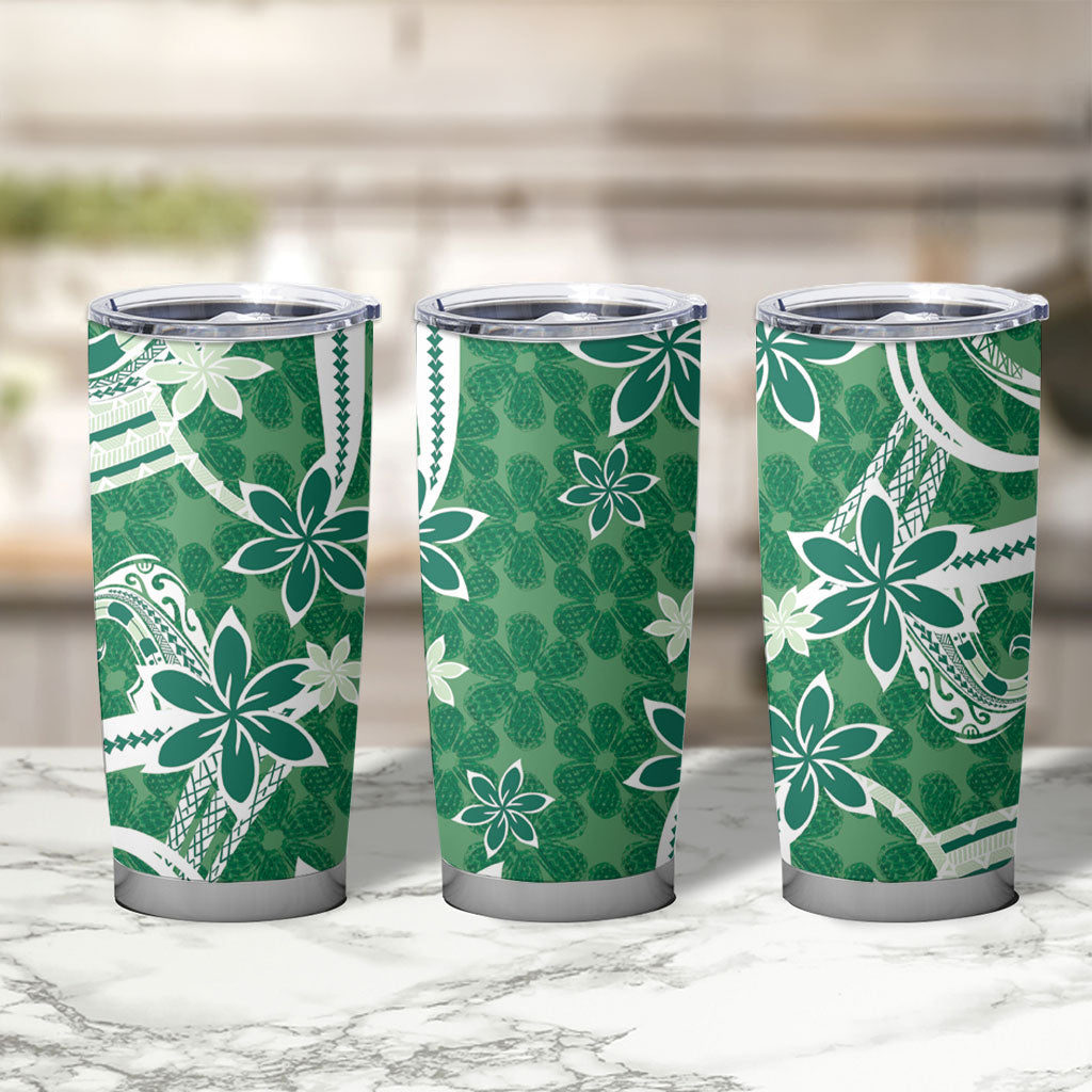 Hawaii Pupuala Plumeria Green Tumbler Cup Polynesian Pattern LT01 - Polynesian Pride