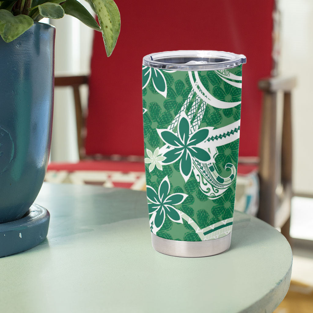 Hawaii Pupuala Plumeria Green Tumbler Cup Polynesian Pattern LT01 - Polynesian Pride
