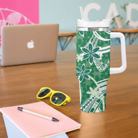 Hawaii Pupuala Plumeria Green Tumbler With Handle Polynesian Pattern LT01 - Polynesian Pride