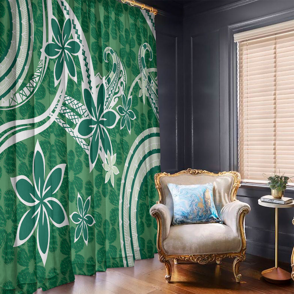 Hawaii Pupuala Plumeria Green Window Curtain Polynesian Pattern LT01 - Polynesian Pride