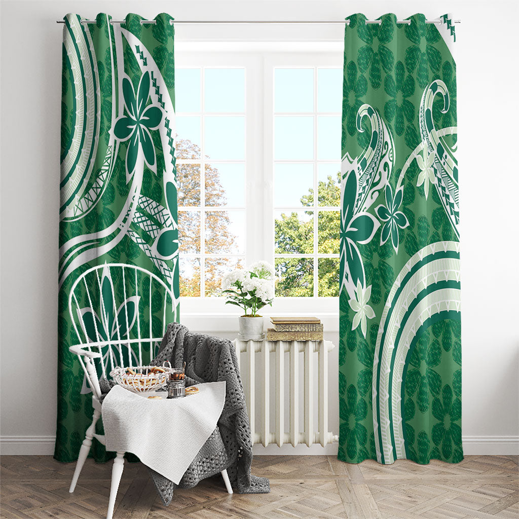 Hawaii Pupuala Plumeria Green Window Curtain Polynesian Pattern LT01 - Polynesian Pride