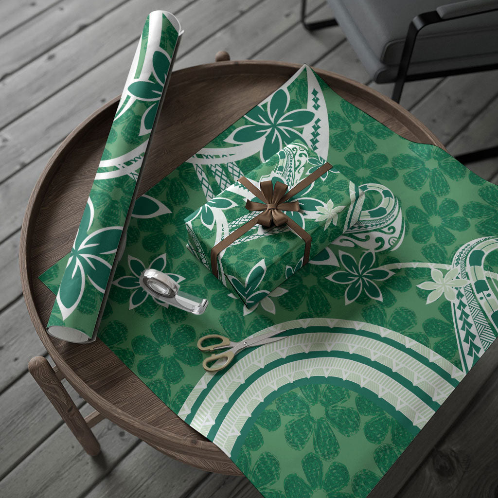 Hawaii Pupuala Plumeria Green Wrapping Paper Polynesian Pattern LT01 - Polynesian Pride