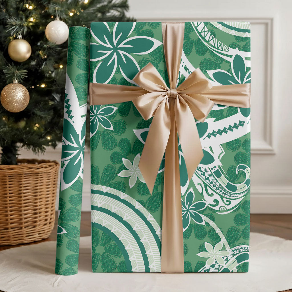 Hawaii Pupuala Plumeria Green Wrapping Paper Polynesian Pattern LT01 - Polynesian Pride