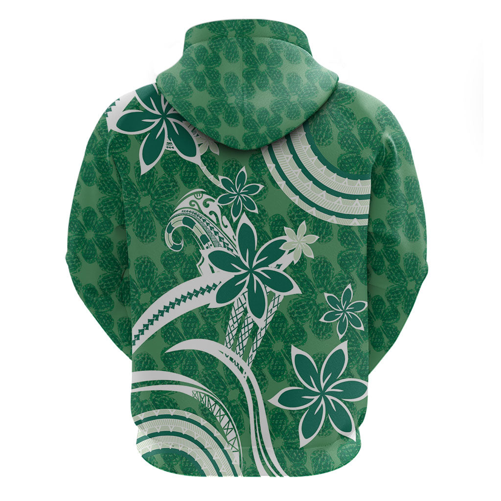 Hawaii Pupuala Plumeria Green Zip Hoodie Polynesian Pattern LT01 - Polynesian Pride