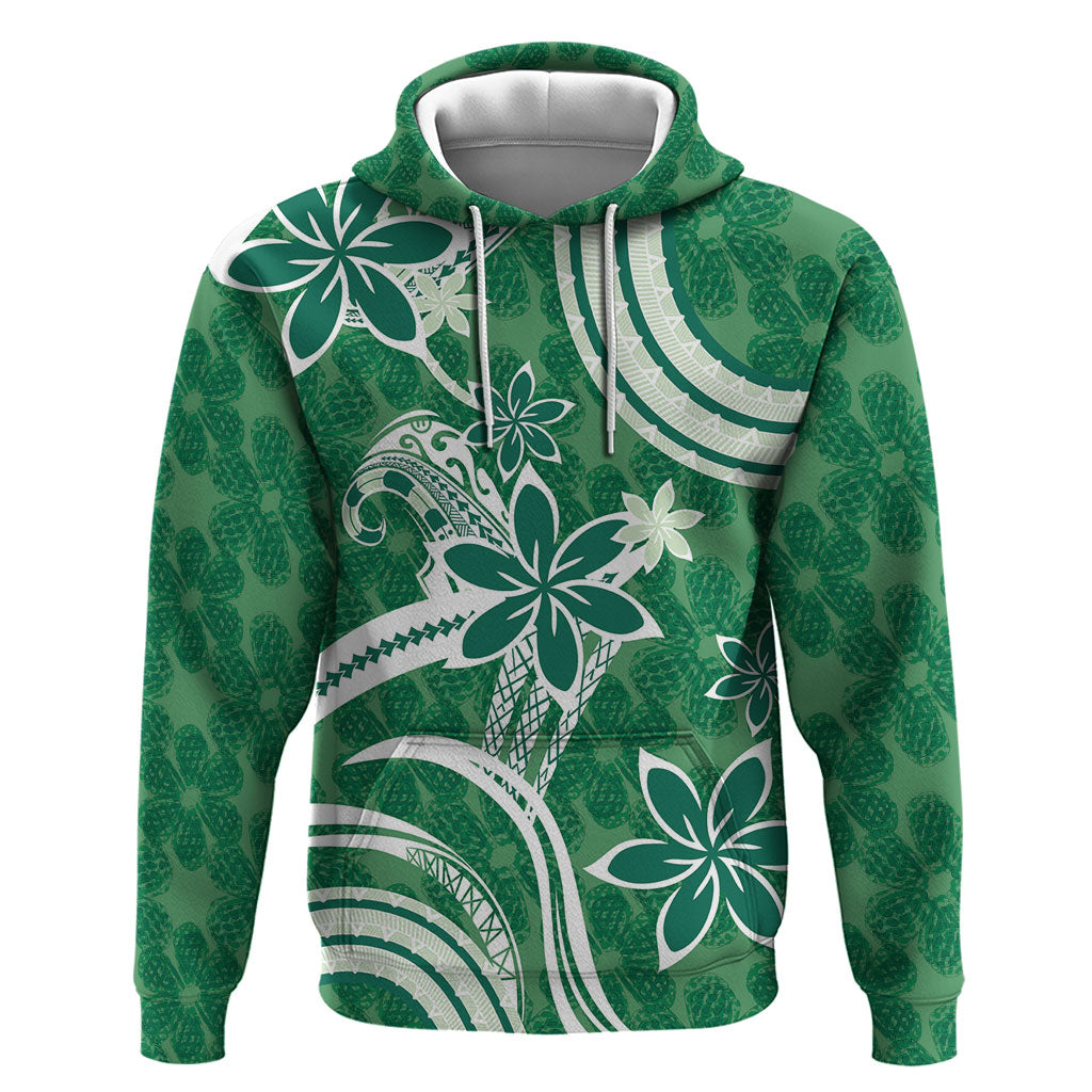 Hawaii Pupuala Plumeria Green Zip Hoodie Polynesian Pattern LT01 Pullover Hoodie Green - Polynesian Pride