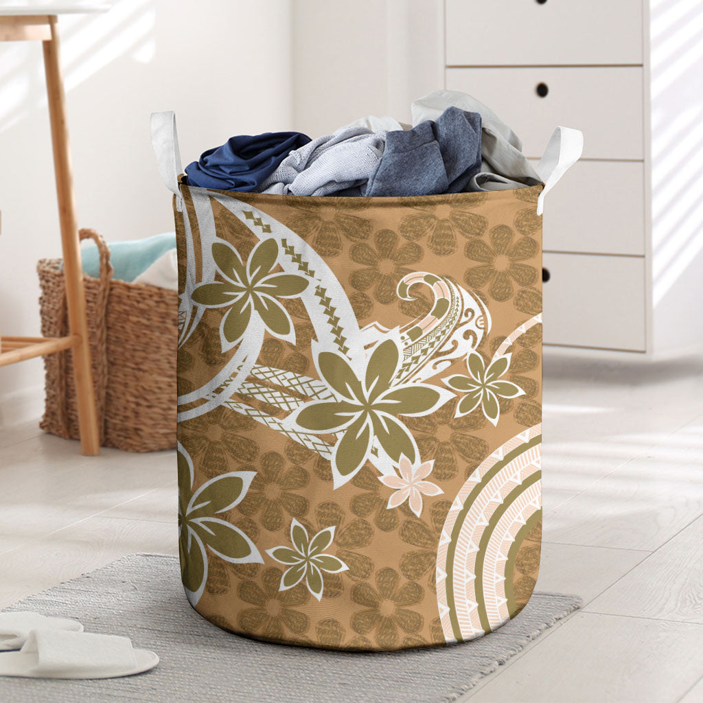 Hawaii Pupuala Plumeria Light Brown Laundry Basket Polynesian Pattern LT01 Light Brown - Polynesian Pride