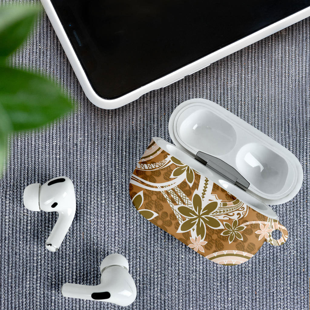 Hawaii Pupuala Plumeria Light Brown AirPods Case Polynesian Pattern LT01 - Polynesian Pride