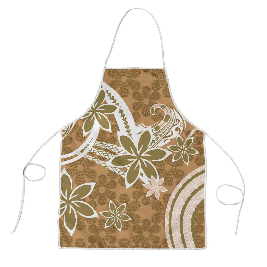 Hawaii Pupuala Plumeria Light Brown Apron Polynesian Pattern LT01 Light Brown - Polynesian Pride
