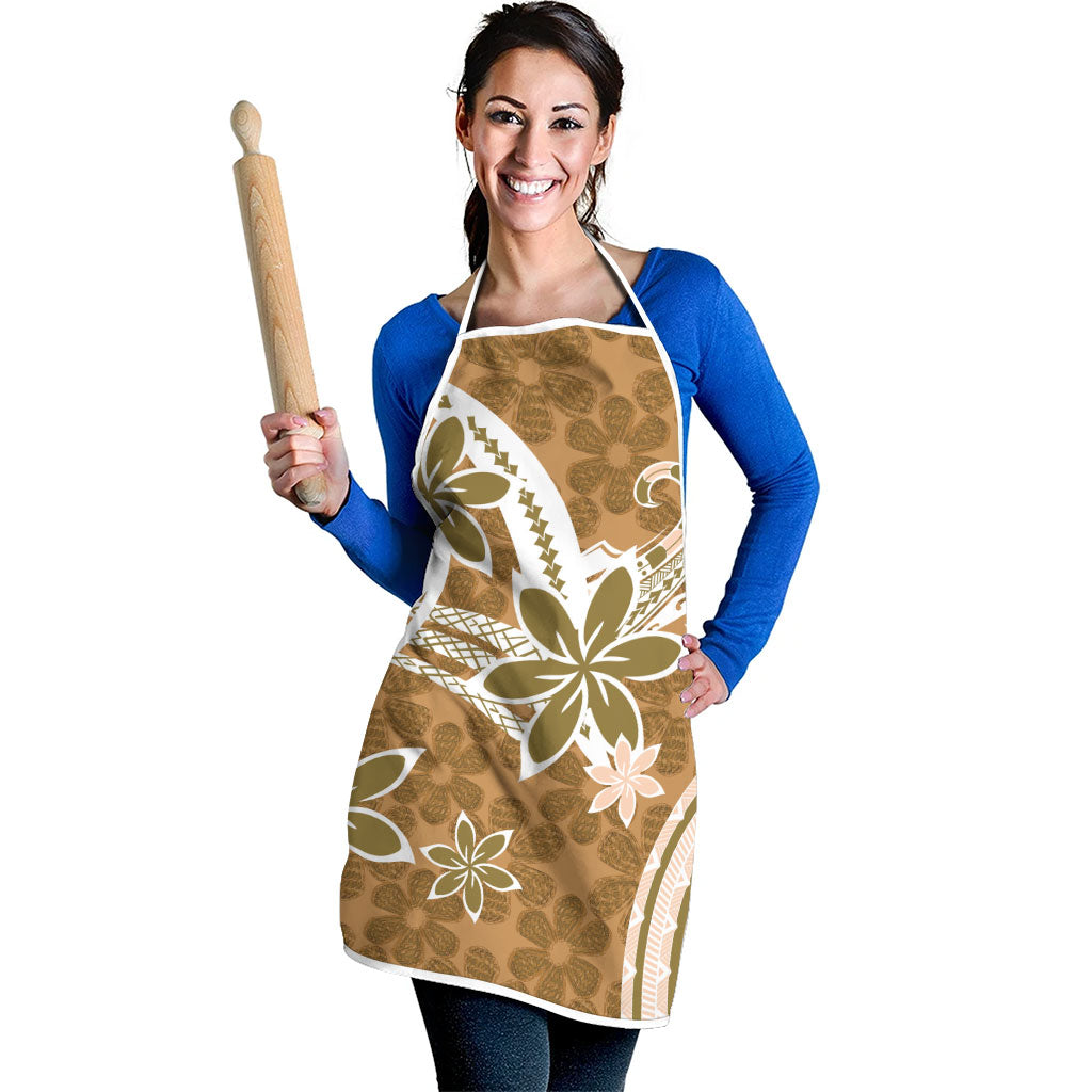 Hawaii Pupuala Plumeria Light Brown Apron Polynesian Pattern LT01 - Polynesian Pride