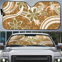 Hawaii Pupuala Plumeria Light Brown Auto Sun Shade Polynesian Pattern LT01 Light Brown - Polynesian Pride