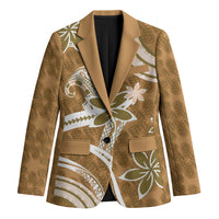 Hawaii Pupuala Plumeria Light Brown Blazer Polynesian Pattern LT01 Unisex Light Brown - Polynesian Pride