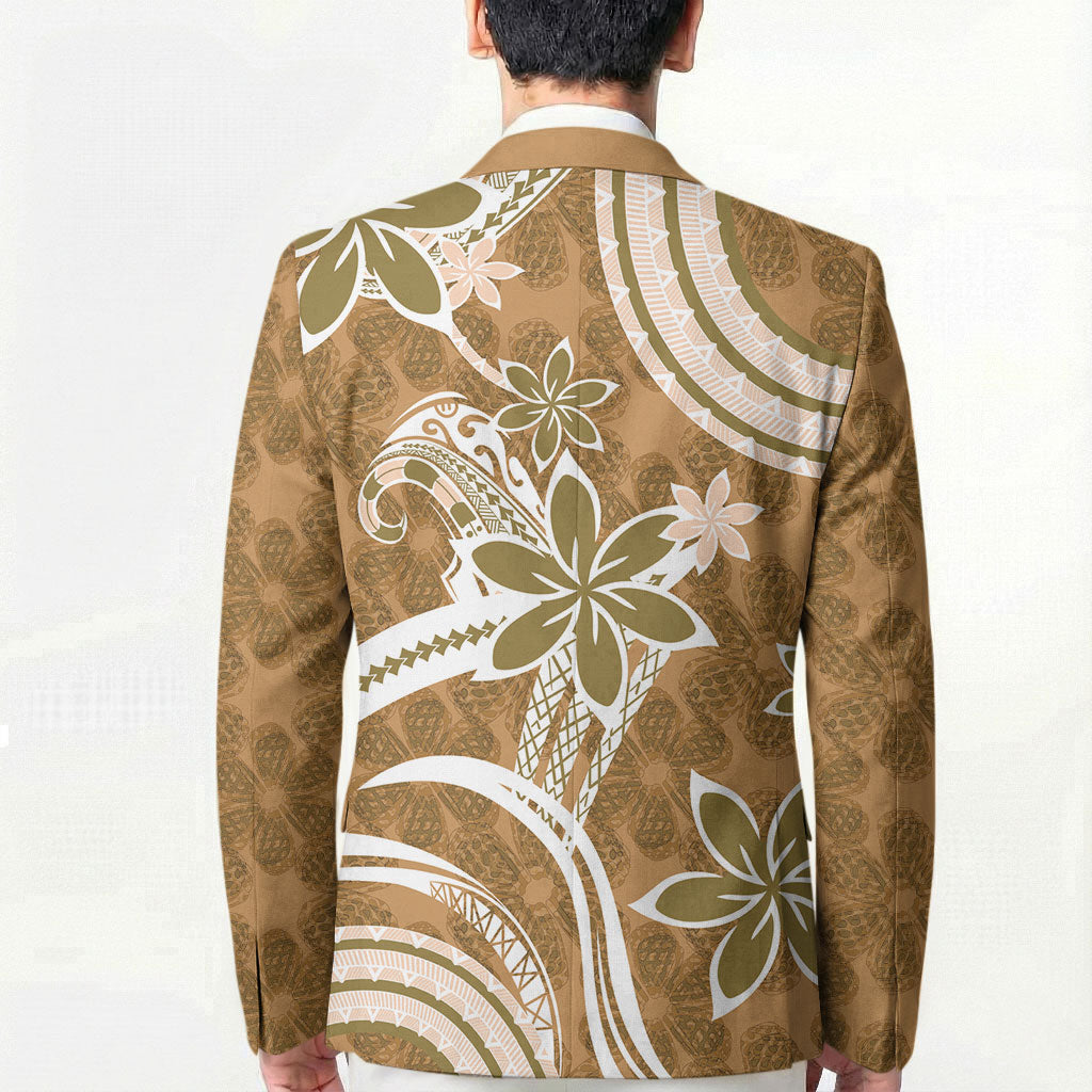 Hawaii Pupuala Plumeria Light Brown Blazer Polynesian Pattern LT01 - Polynesian Pride