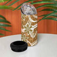 Hawaii Pupuala Plumeria Light Brown 4 in 1 Can Cooler Tumbler Polynesian Pattern LT01 - Polynesian Pride