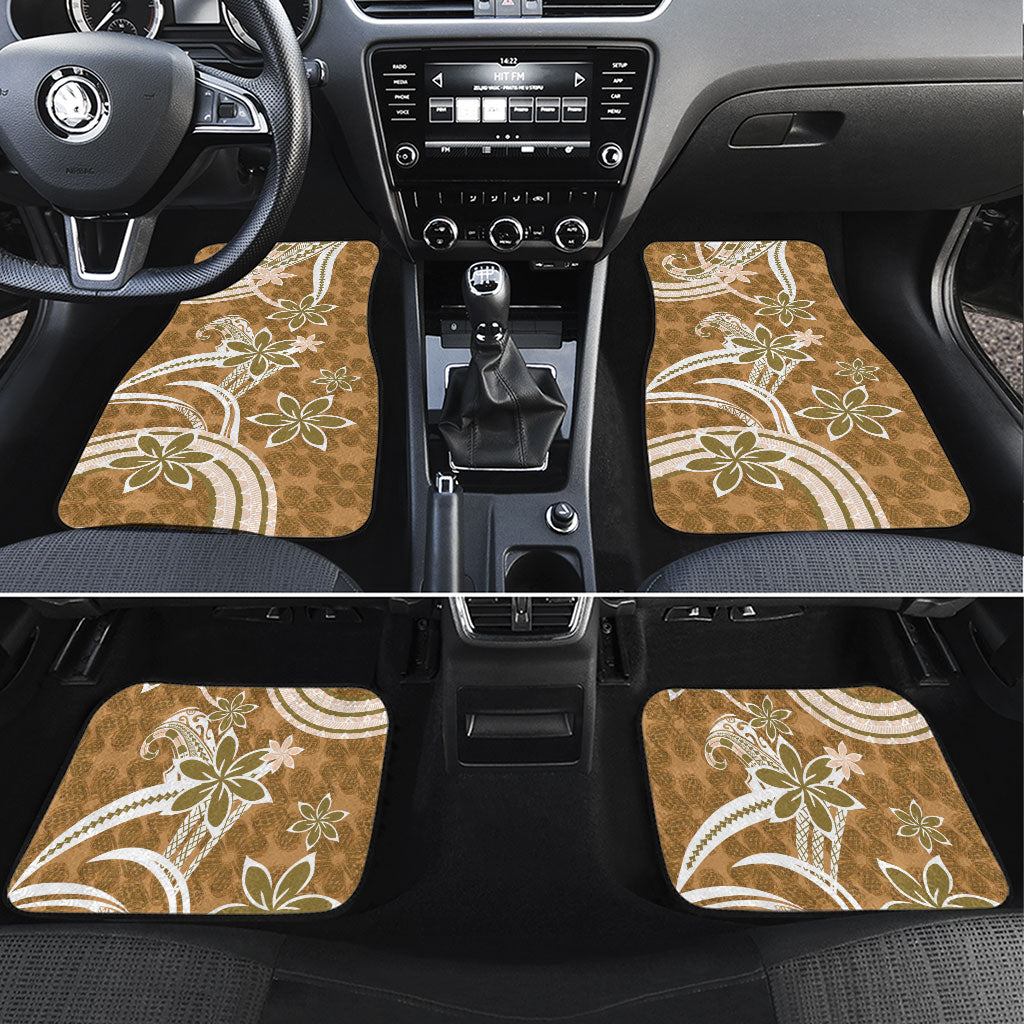 Hawaii Pupuala Plumeria Light Brown Car Mats Polynesian Pattern LT01 Set 4pcs Light Brown - Polynesian Pride