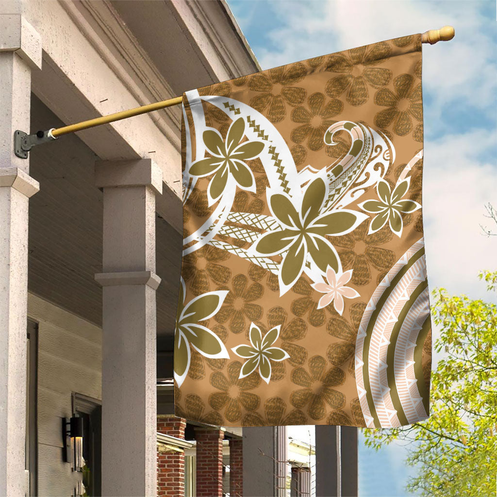 Hawaii Pupuala Plumeria Light Brown Garden Flag Polynesian Pattern LT01 House Flag Light Brown - Polynesian Pride