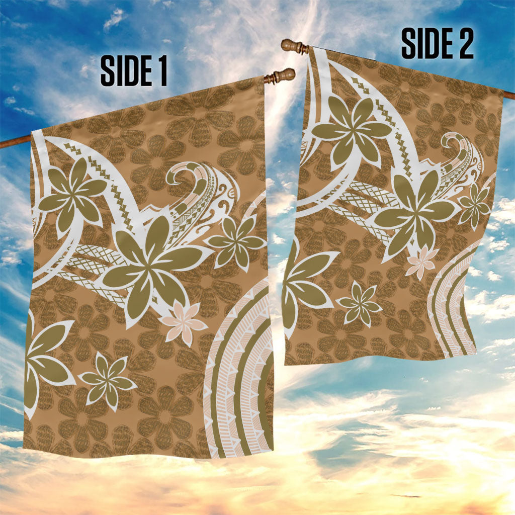 Hawaii Pupuala Plumeria Light Brown Garden Flag Polynesian Pattern LT01 - Polynesian Pride