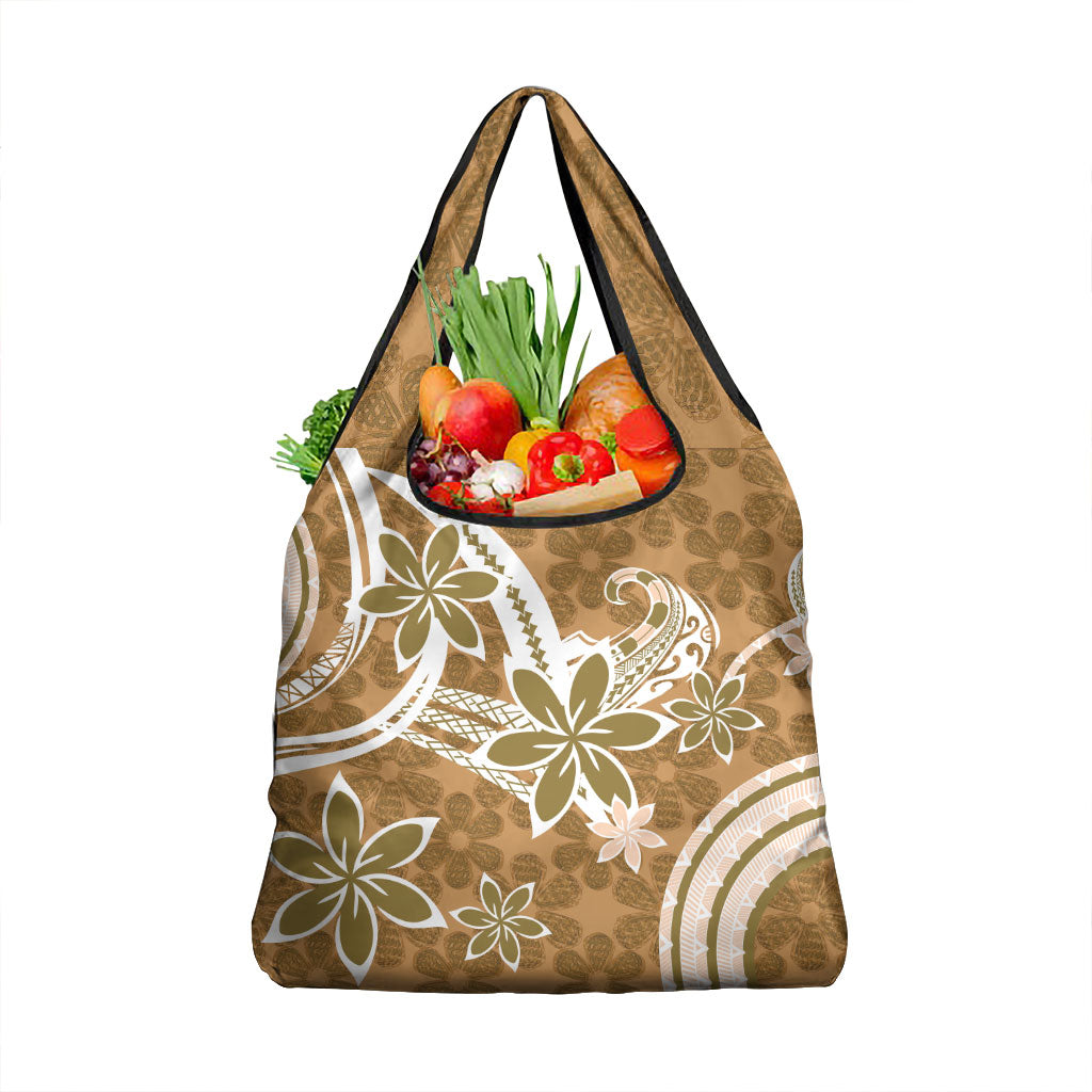 Hawaii Pupuala Plumeria Light Brown Grocery Bag Polynesian Pattern LT01 1-pack One Size Light Brown - Polynesian Pride