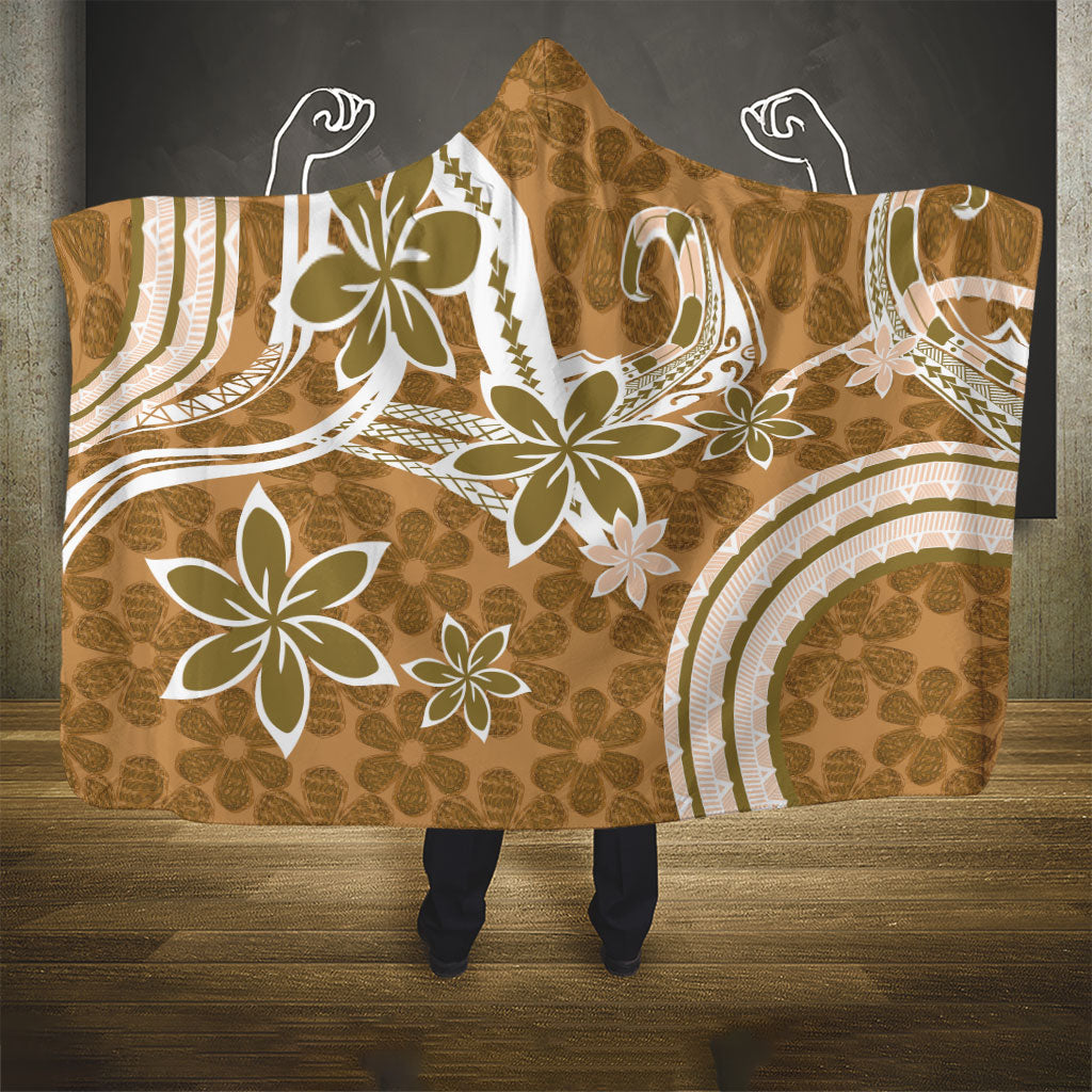 Hawaii Pupuala Plumeria Light Brown Hooded Blanket Polynesian Pattern LT01 - Polynesian Pride