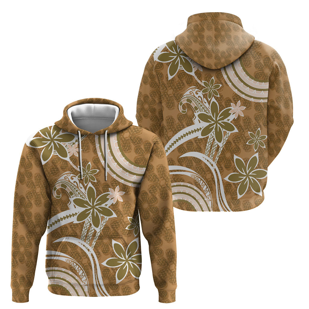 Hawaii Pupuala Plumeria Light Brown Hoodie Polynesian Pattern LT01 - Polynesian Pride