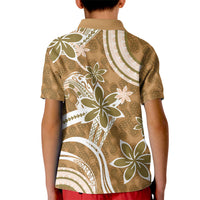 Hawaii Pupuala Plumeria Light Brown Kid Polo Shirt Polynesian Pattern LT01 - Polynesian Pride