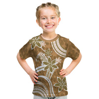 Hawaii Pupuala Plumeria Light Brown Kid T Shirt Polynesian Pattern LT01 Light Brown - Polynesian Pride